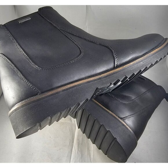 GEOX Respira Men\'s U Kapsian Chelsea Ankle  Boot Black Leather  Size 12